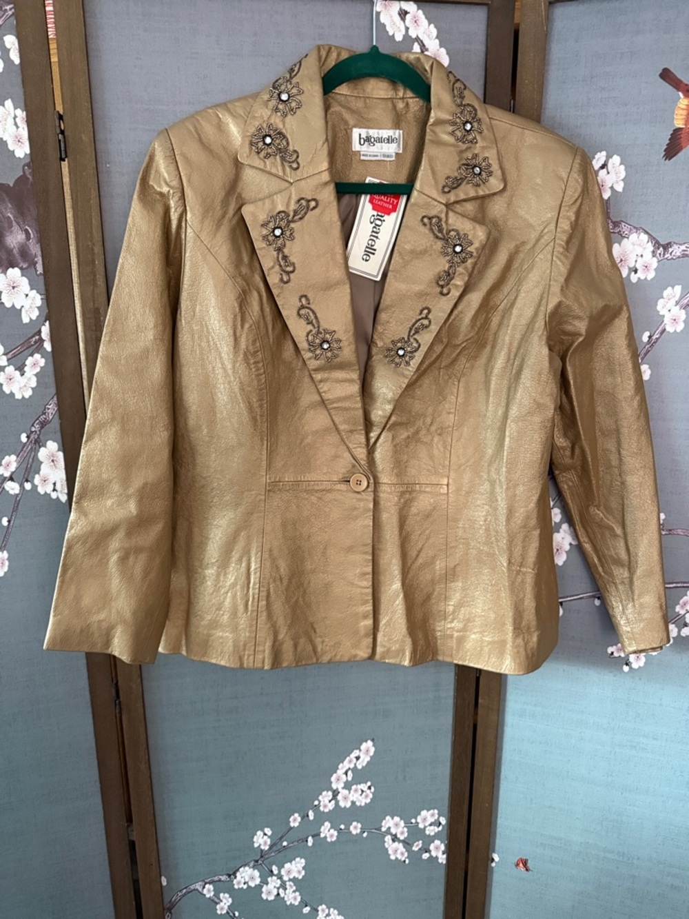 Bagatelle Metallic Gold Embellished Blazer Jacket